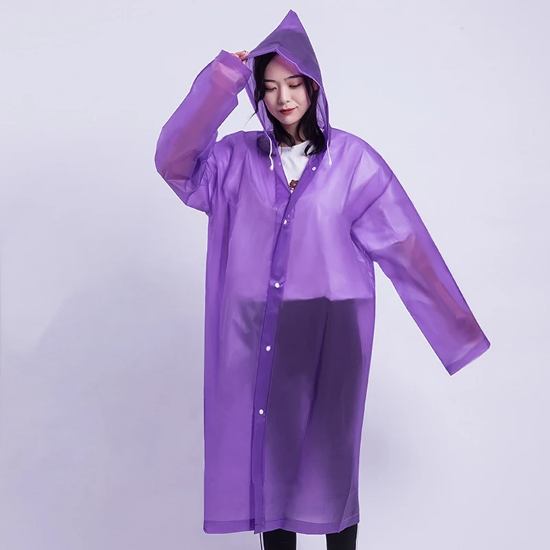 Fashion Adult EVA Women Raincoat Thickened Waterproof Rain Coat Tourism Outdoor Hiking Poncho Raincoat Motorcycle Rain Suit - Color: PP