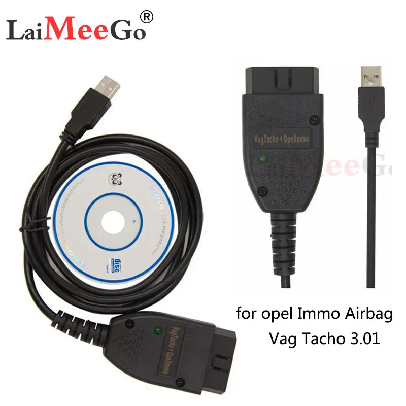 USB Vag Tacho 3 01 + для opel Подушка безопасности Immo Авто OBD-сканер Сменный кабель