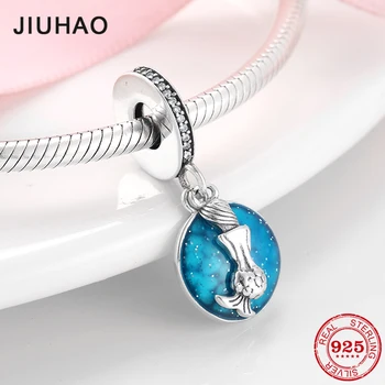 

New 925 Sterling Silver Blue Mermaid back enamel Pendant Charm Fit Original Designer Charm Bracelet Jewelry making