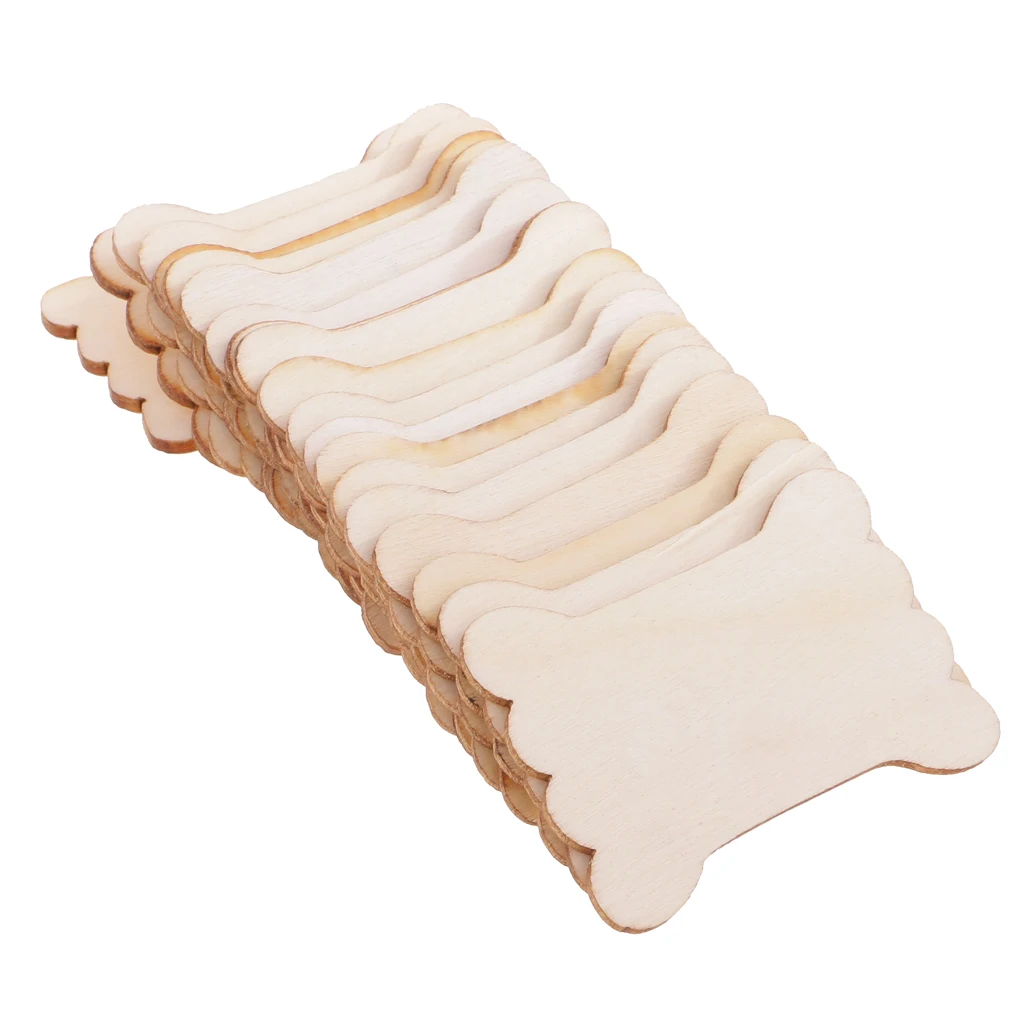 20 Pieces Natural Wood Blank Floss Bobbins Card Embroidery Thread Fishing Line Organizer Lovely Bone Shaped, 5.4x4cm