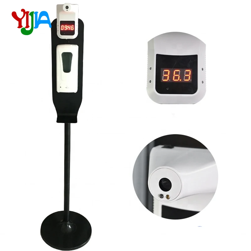 

Automatic temperature measuring spray drip hand sanitizer dispenser with floor stand For School Hotel Shopmarket Public place