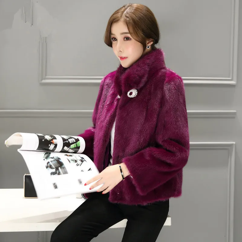 and purple Женское пальто из натурального меха норки, корейское короткое зимнее пальто, женская одежда Abrigos Mujer Invierno Gql-sd-1606 YY791 - Цвет: and purple