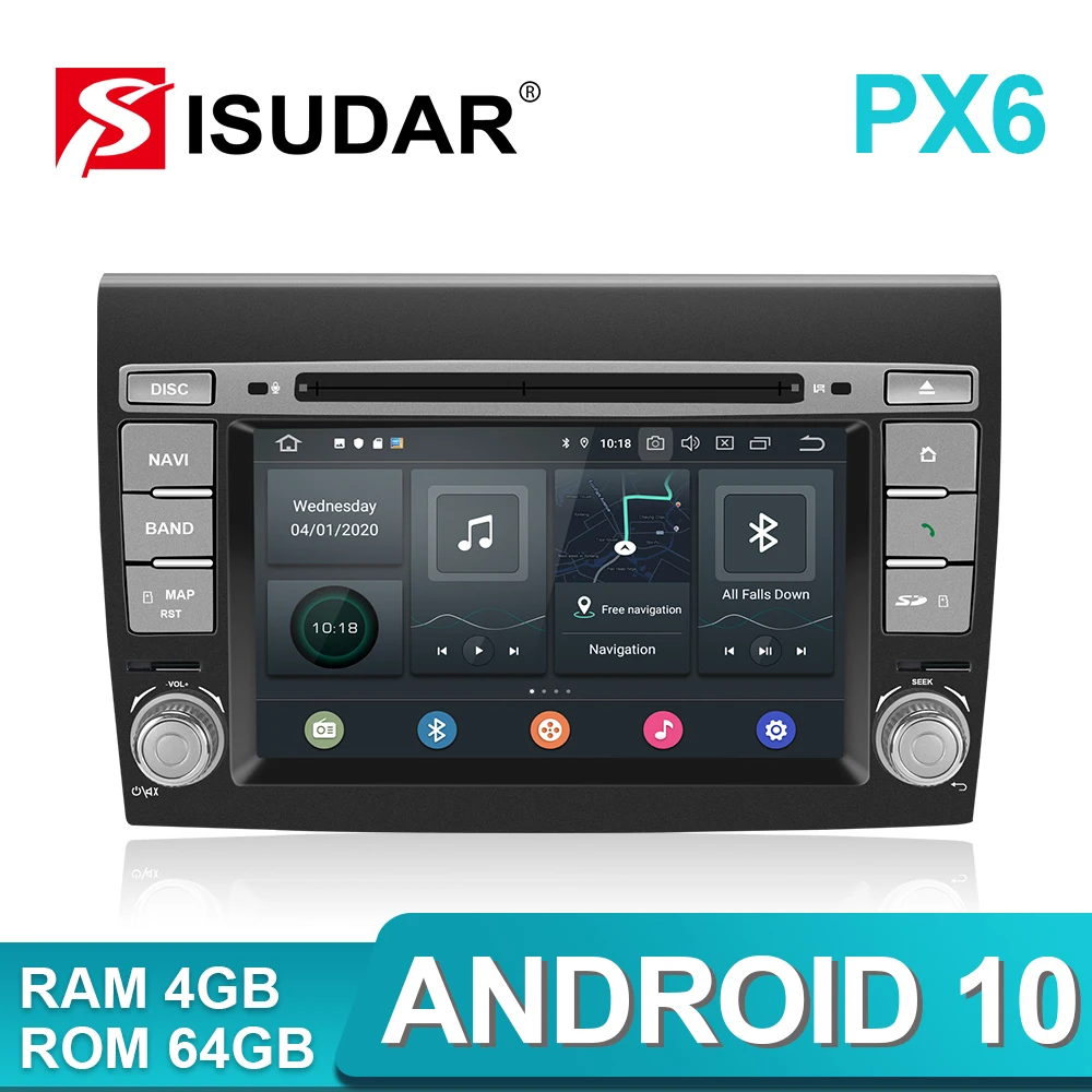 Isudar 2 Din Android 9 Автомобильный мультимедийный плеер для Fiat/Bravo 2007 2008 2009 2010 2011 2012 DVD