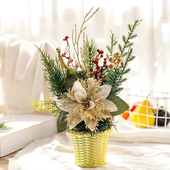 

Mini Christmas Tree Desktop Flower Basket Christmas Decorations Hotel Mall Window Background Decors Christmas Gifts