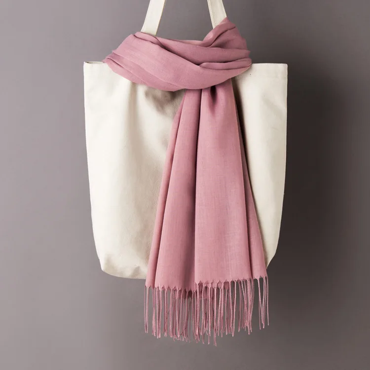 Dark skin pink Scarf Женские однотонные кашемировые шарфы с кисточками, осень, новые мягкие теплые шарфы для девушек и женщин, тонкий длинный шарф, Женская шаль, мужской шарф - Цвет: Dark skin pink Scarf