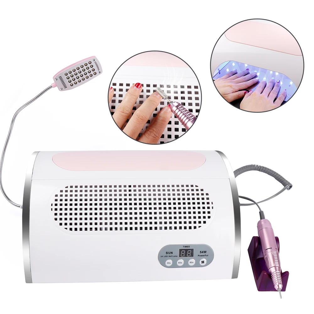 Koop 54W Nail Led Uv Lamp Stofzuiger Zuig Dust Collector 25000 Rpm Boor Machine Pedicure Remover Polijstmachine Nail Gereedschap