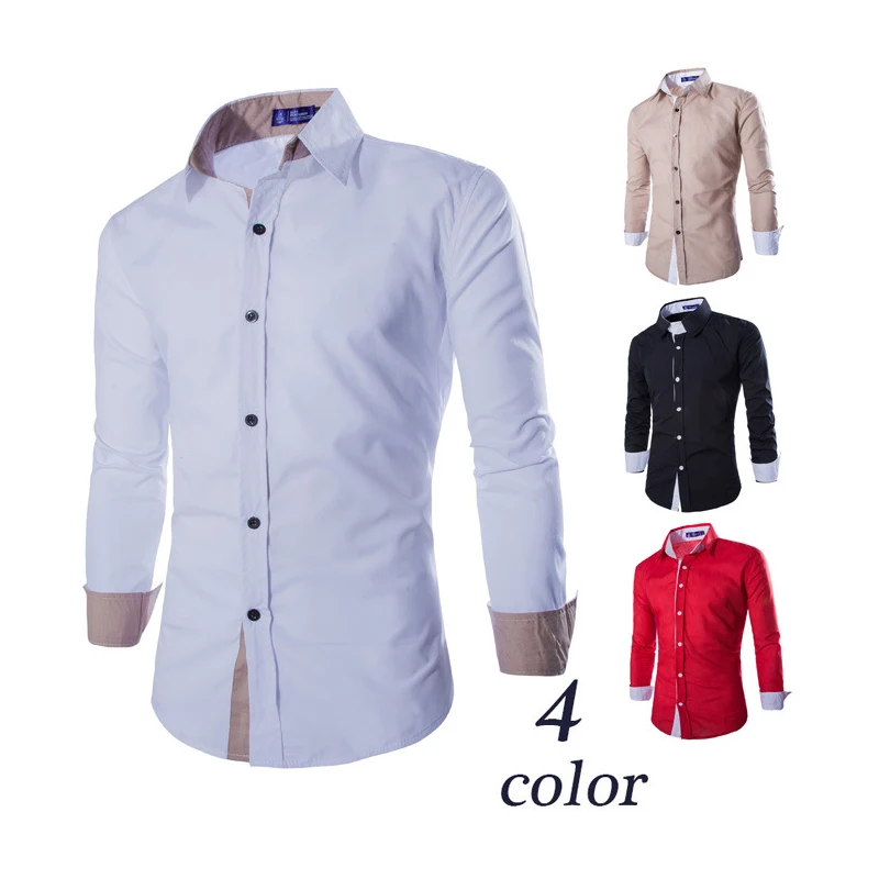 

Men's Solid Long Sleeve Shirts Slim Fit Comfortable Long Sleeve Fake Collar Shirt Mens Business Oxford Dress Shirt Work Wear