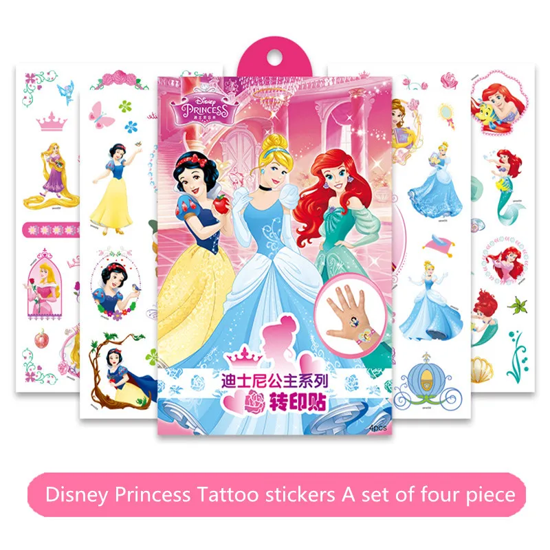 Disney Princess Дисней тату наклейки игрушки 1 набор из 4 шт Дисней замороженная София Микки Маус маленький пони Золушка, Русалка мультфильм наклейки игрушки - Цвет: Disney Princess