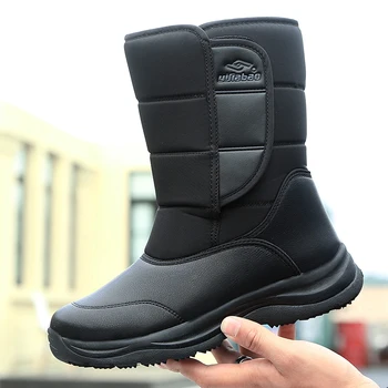 

Winter Warm Men Snow Boots Black Mens Brands Boots Genuine Leather Outdoor Boots Men Comfortable Man Casual Shoes Size 40-45