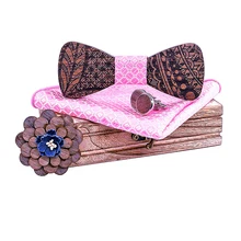 Взрывные модели Деревянный костюмная галстук-бабочка квадратный шарф манжета Пряжка Брошь Свадебный розовый галстук-бабочка мужские аксессуары логотип на заказ