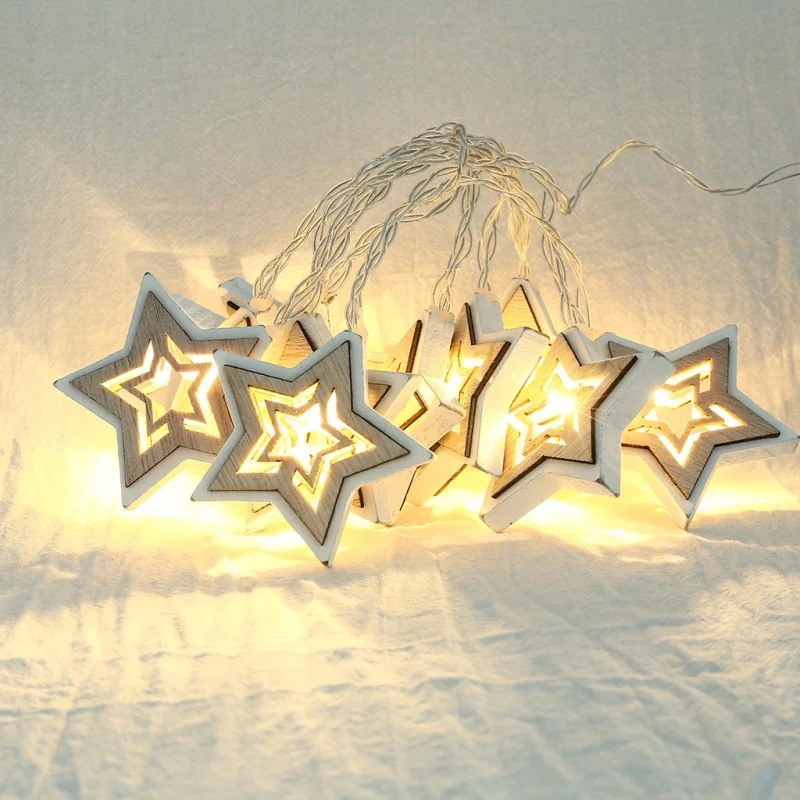 

LED String Garden Globe Starry Light Wooden Five-Pointed Stars Light Strip Party Lights Decoration Christmas Holiday