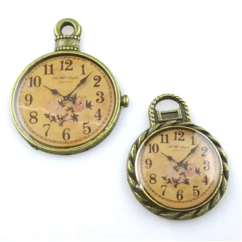 2pcs 32*25mm Clocks Pocket Watch Charms Antique Bronze Vintage Alloy Bracelet Pendants Necklace Jewelry Making Accessory 10344 | Украшения