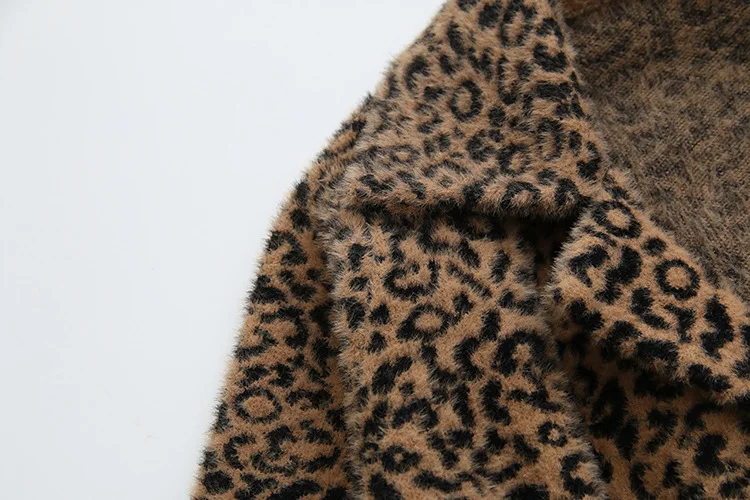 Leopard Faux Fur Coat for Women Winter Coats Plus Size Casual Loose Warm Long Coats Outerwear KKFY4257