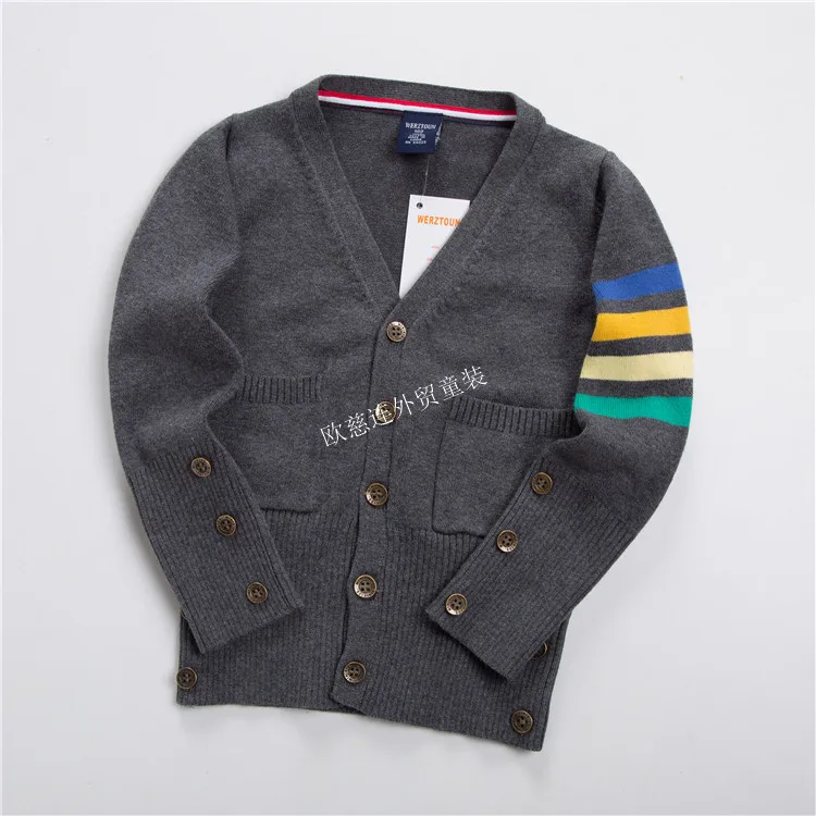 Вязаный кардиган для мальчиков, Детский свитер 19 осенне-зимний стильный Детский свитер в европейском и американском стиле 100-140, W19311