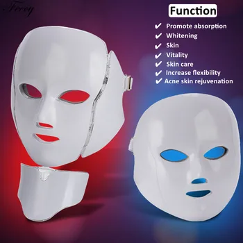 

3/7 Colors Photon Electric LED Facial Mask with Neck Therapy Face Rejuvenation Wrinkle Acne Treatment Remover Beauty Skin Care