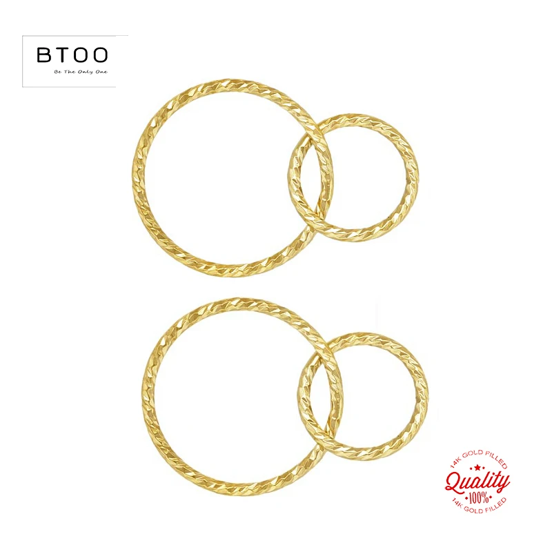 14K Gold Filled Sparkle Interlocking Rings Charm 15MM Gold Pendant For Bracelet Necklace Earring DIY Jewelry Findings