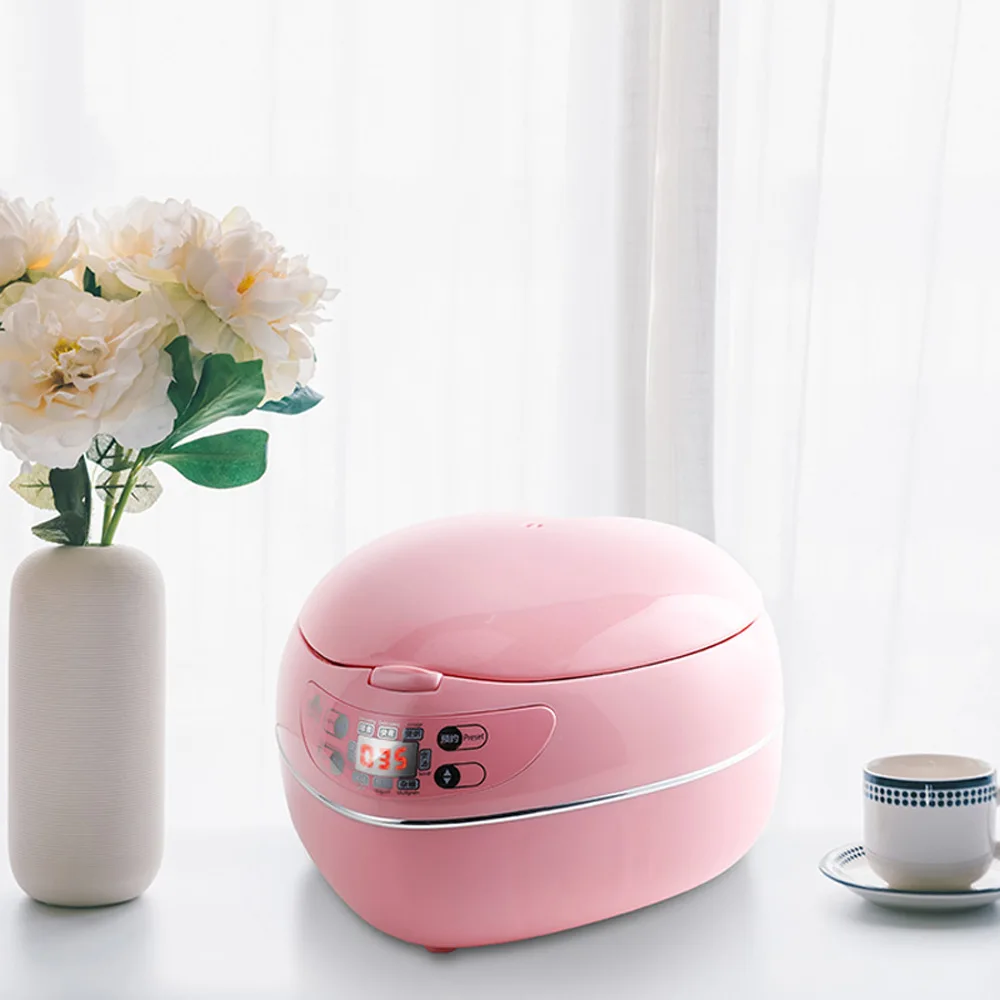  HMLH home insulation function electric steamer, mini heart- shaped dormitory rice cooker, can be cooked quickly, porridge/soup  (1.8L),Pink: Home & Kitchen