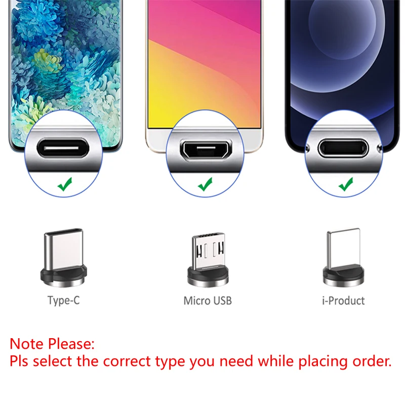 AUFU Magnetic Charging Cable USB Micro Type C Cable Magnet Charger Nylon Braided Cord Mobile Phone Cable For iPhone Samsung