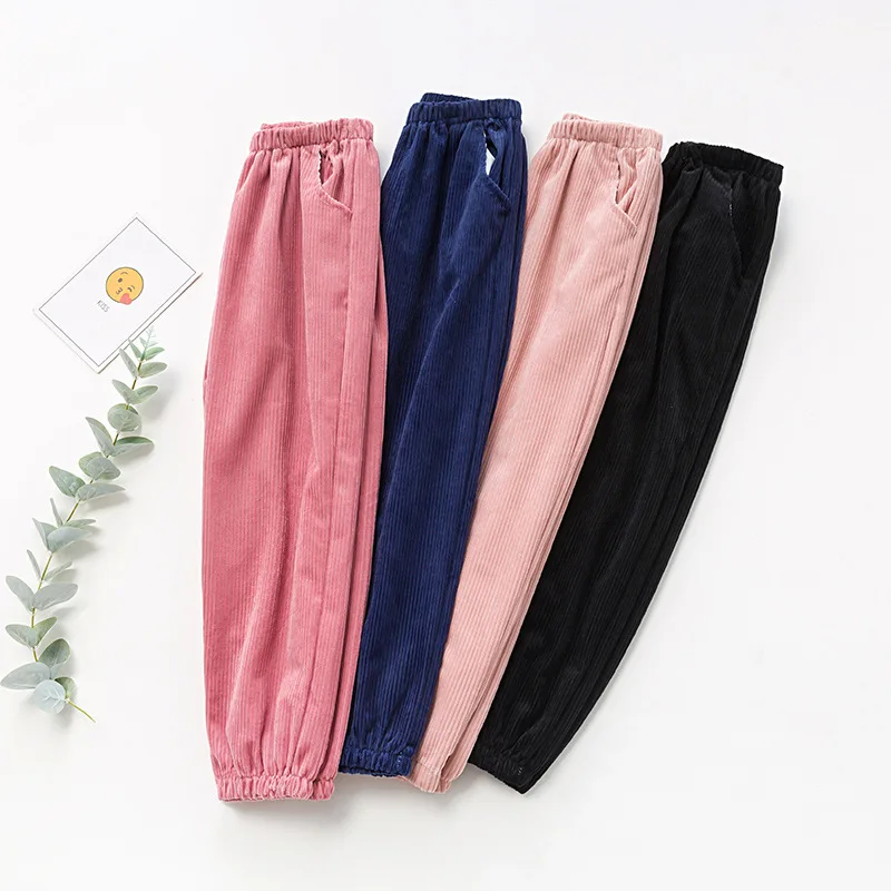 Вельветовые штаны с гусеничным принтом для девочек г. Новая стильная детская верхняя одежда больших размеров плотные повседневные штаны-шаровары для мальчиков осень-зима