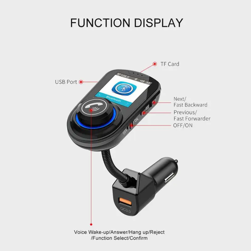 Qc3.0 1,8 дюймовый цветной экран автомобильный беспроводной Mp3 Автомобильный цветной экран Hd Mp3 Автомобильная Быстрая зарядка без рук