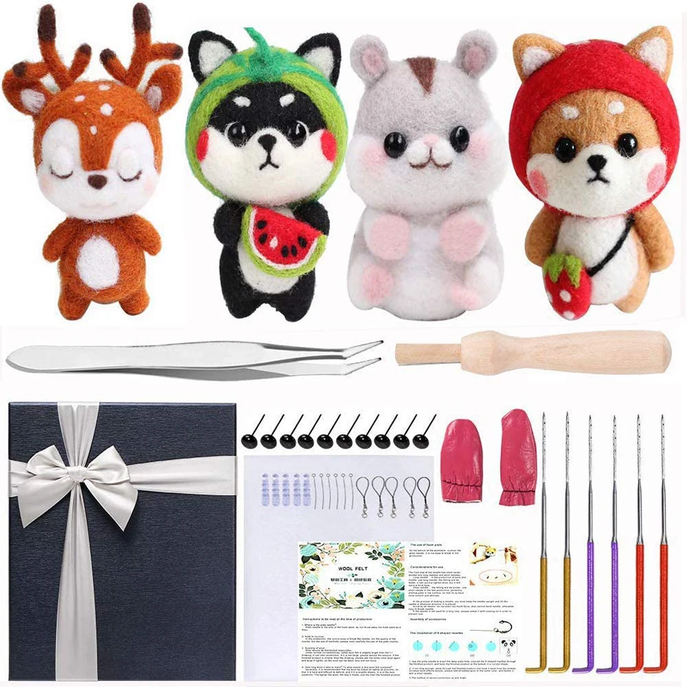 

LMDZ Needle Felting Starter Kit, 4 Pcs Doll Making Manual, 1 Pcs Felting Tool Instruction, Felting Foam Mat, 6 Felting Needles