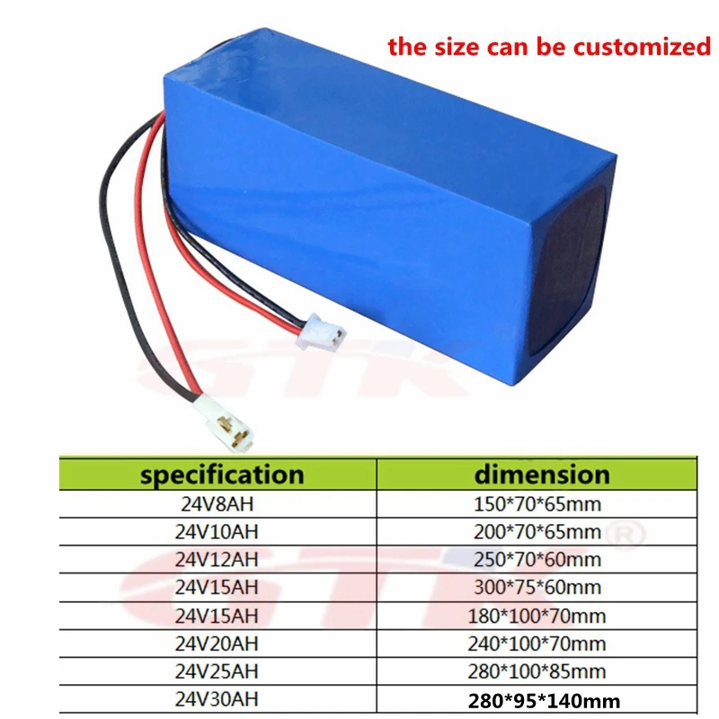 ГТК Lifepo4 24V 8Ah 15Ah 20Ah 30Ah литиевая батарея с BMS для 250 Вт 500 Вт Электрический велосипед скутер скейтборд резервного питания+ Зарядное устройство