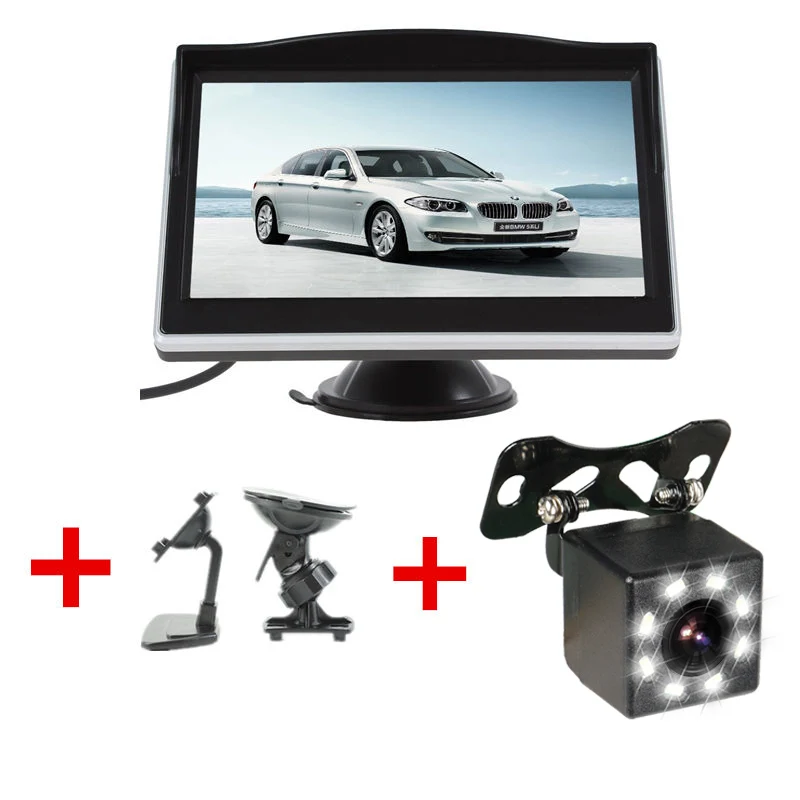 Monitor-8 LED GSPSCN парковочная система 2 в 1 TFT " HD Автомобильный монитор с 170 градусов Водонепроницаемая Автомобильная инфракрасная камера заднего вида+ кронштейн - Цвет: Monitor-8 LED