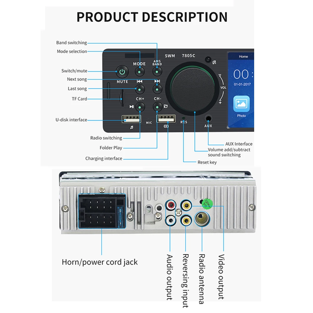 4," Автомагнитола с сенсорным экраном, Bluetooth, автомагнитола, 1 Din, аудио, стерео, автомобильный MP5 плеер, 12 В, USB, пульт дистанционного управления, камера