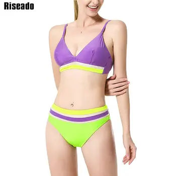 

Riseado Push Up Bikini Set 2021 Mesh Swimwear Women Patchwork Swimsuits Brazilian Biquini Strap Beachwear Sexy Bikini Summer
