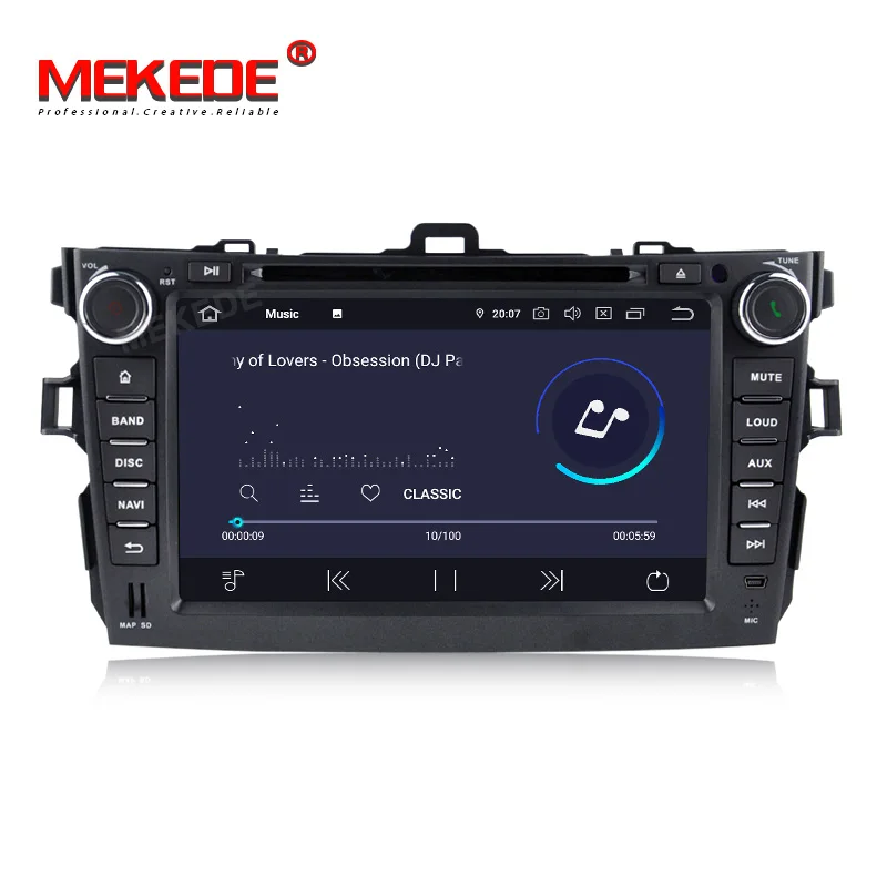 Excellent MEKEDE Android9.0 4G RAM 64G ROM HD screen 1024*600 Car DVD For toyota corolla 2006-2011 with WIFI 4G radio RDS ipod 3