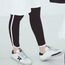 Коллекция года, весенняя одежда в Корейском стиле для девочек женские хлопковые однотонные леггинсы длинные штаны на лямках с боковой кромкой для больших мальчиков Одежда для родителей и детей