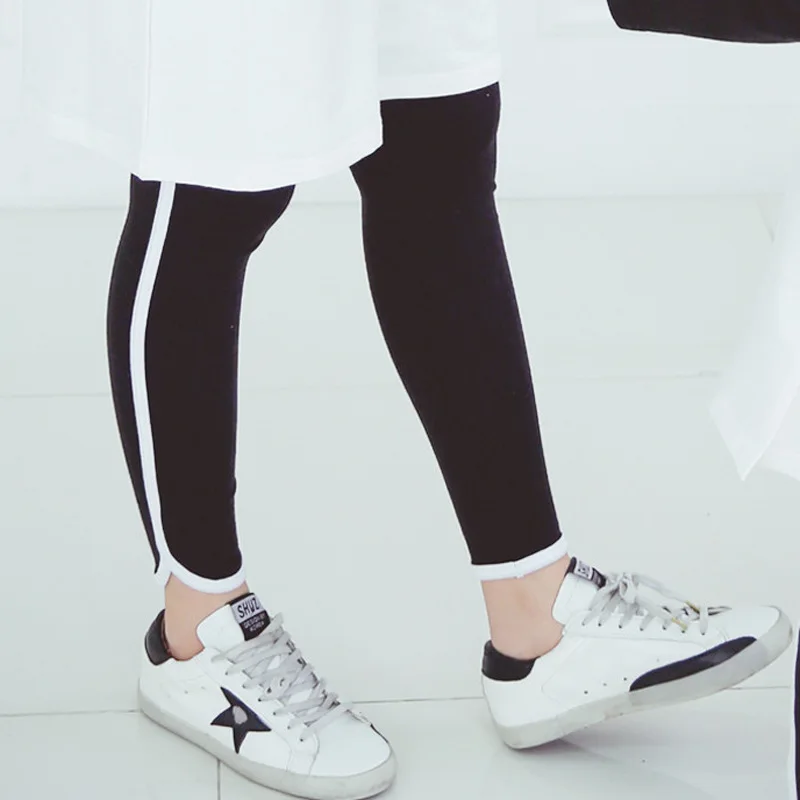 

Korean-style Girls 2017 Spring Clothing Women's Cotton Solid Color Leggings Big Boy Side Edge Brace Long Pants Parent-child Matc