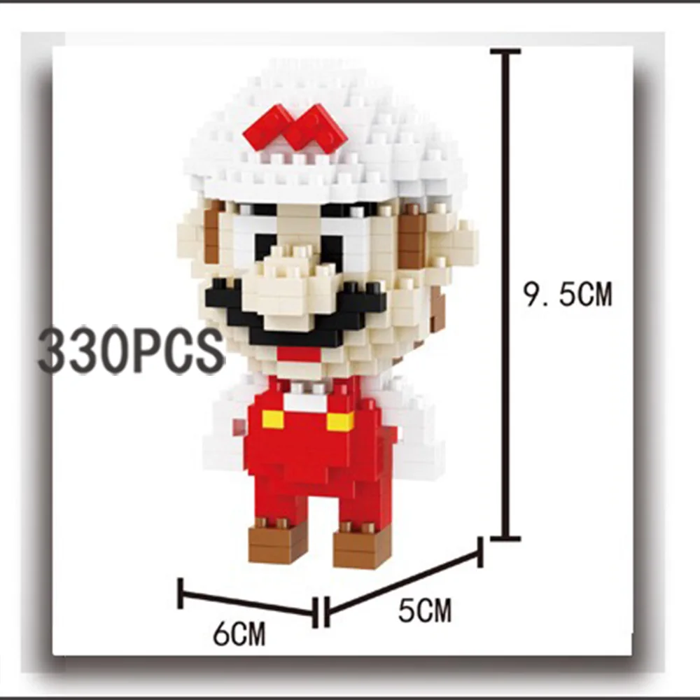330 шт. Super Mario Bros Луиджи Йоши Toad Wario Koopa модель строительные блоки Развивающие кирпичные игрушки для детей рождественские подарки - Цвет: 330PCS White Mario