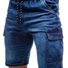 Повседневные мужские джинсовые шорты тонкие джинсовые шорты с карманами длиной до колен джинсы Masculino Большие размеры