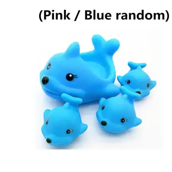 

4Pcs/set baby Kids Cute Animal Mummy and 3 Babies Squeaky Floating Bathtub Play Toy Set Random Color