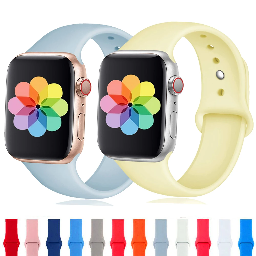 

Strap For Apple Watch 4 5 band 44mm iwatch band 42mm 38mm 40mm Sport Silicone Bracelet Smart Watchband for Apple watch 4 3 2 1