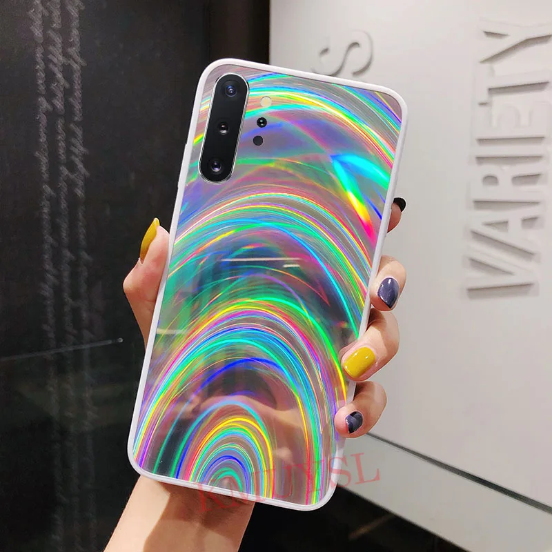 7 Радуга Зеркало глянцевый чехол для samsung чехол A30S A20 A50 A70 J8 J6 A6 A7 A9 S8 S9 S10 Note 8, 9, 10, плюс S10E крышка корпуса - Цвет: 7