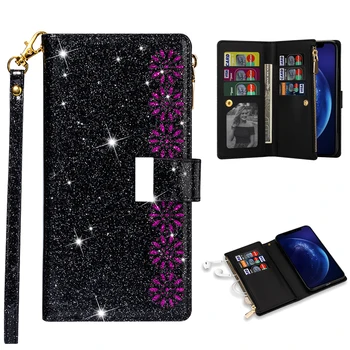 

Glitter Leather Case For Samsung Galaxy S20 Ultra S10 Plus S10E S9 S8 S6 S7 edge Note 10 Lite Flip Phone Case Wallet Magnet Case