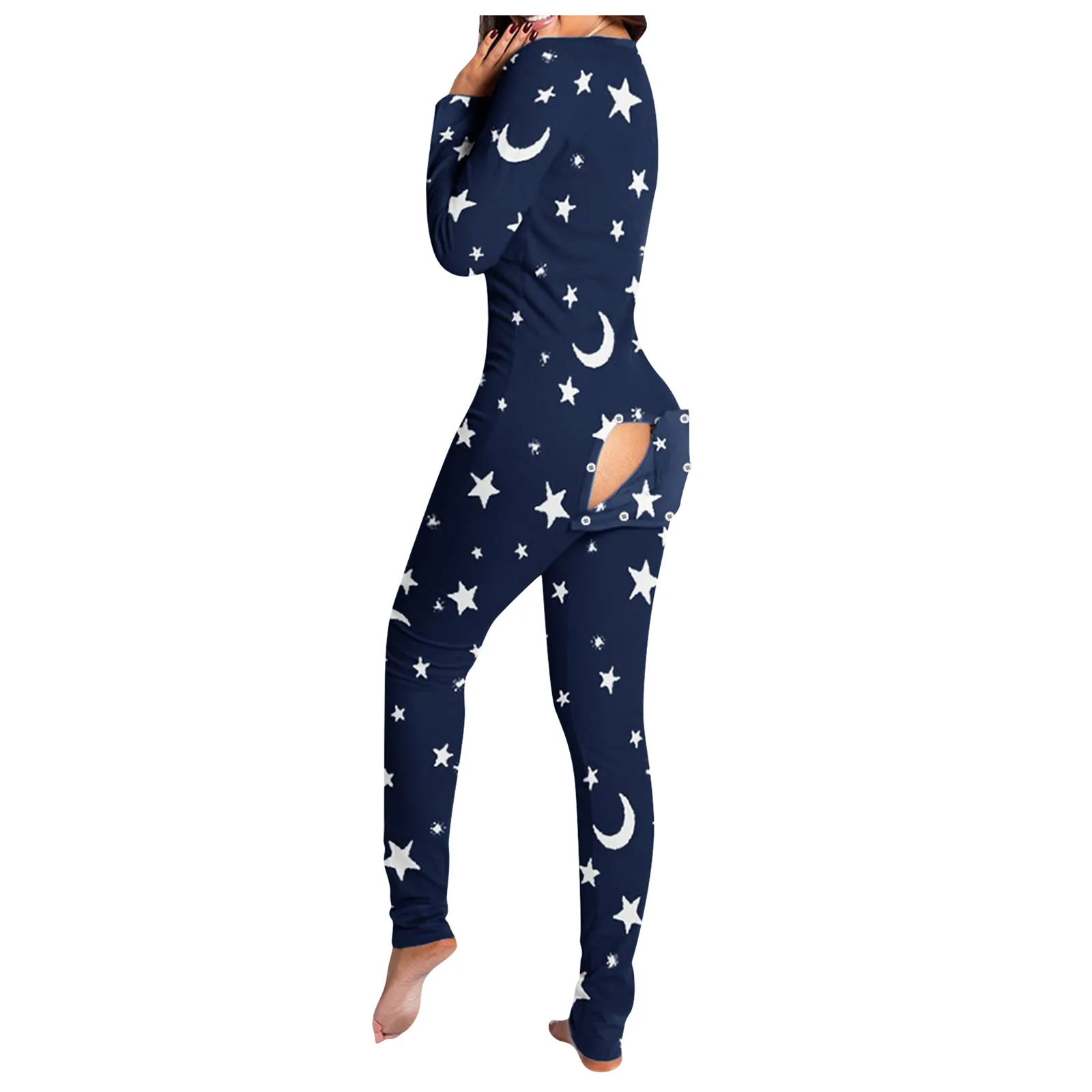 Women Bodysuit Sleep Wear Set Red Plaid Print Onesies Pajamas With Butt Flap For Adults Sexy Sleepwear Romper Women's Tracksuit Open Butt Playsuit Bodysuits