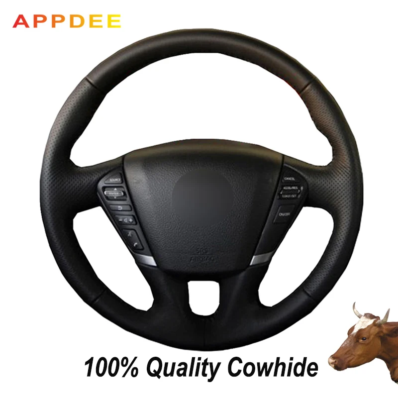 

Hand-stitched Black Genuine Leather Steering Wheel Cover for Nissan Teana 2008-2012 Murano 2009-2014