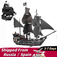 Фильм Пираты Карибского моря черный жемчуг корабль набор капитан Джек фигурки призрак Акула строительный блок сделай сам Игрушечная модель для детей