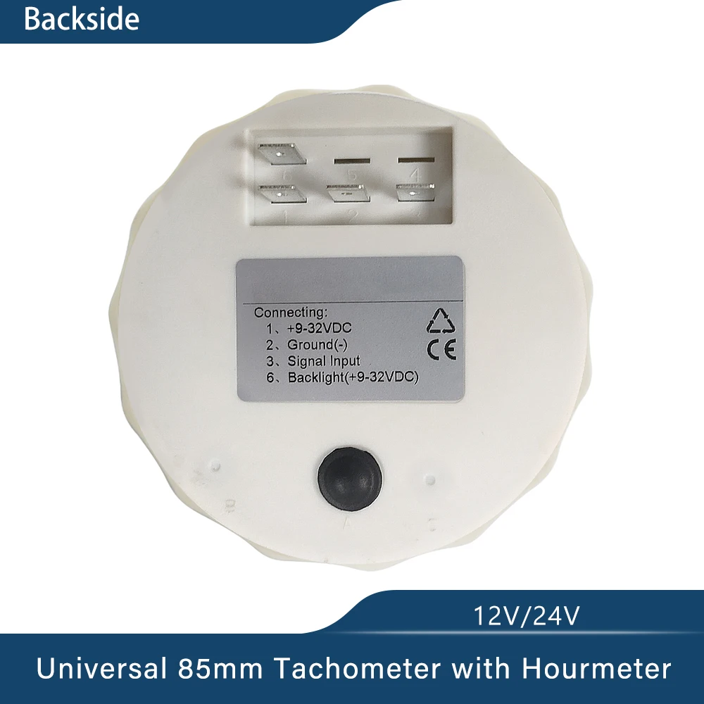 Tacómetro de 3-8K RPM, contador de revoluciones con contador de horas, 85mm, gasolina, diésel, 12V, 24V, retroiluminación roja, nuevo