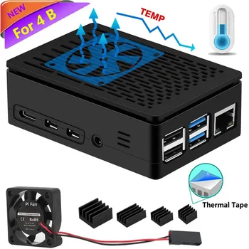 

demo board accessory Raspberry Pi 4 Case with Cooling Fan and Heatsink for Raspberry Pi 4 Model B/Pi 4b (ABS-Black H)