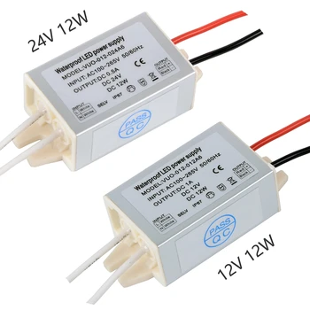 

DC 12V 24V Power Supply LED Driver 12W IP67 Waterproof AC 110V 220V to 12Volt 24volt Lighting Transformer Adapter for LED Lamps