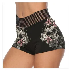 2021new goth cintura alta mais tamanho ginásio leggings curtos das mulheres do verão do vintage elastano impressão crânio treino de fitness correndo calças
