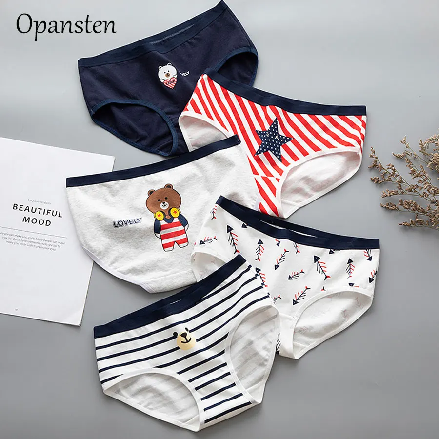Хлопковые трусики OPansten с мультяшным принтом сексуальные женские бесшовное