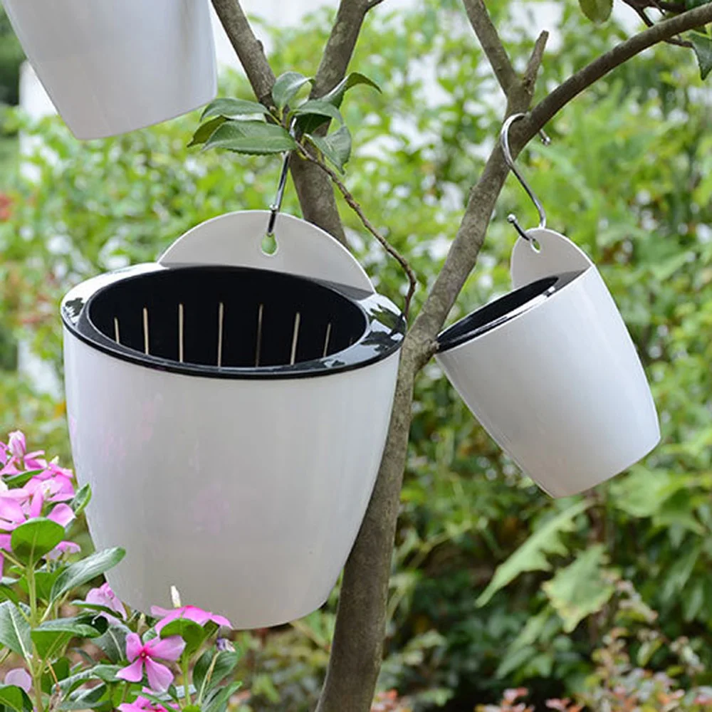 Creative Self-watering Plant Flower Pot Wall Hanging Plastic Planter Home Garden
