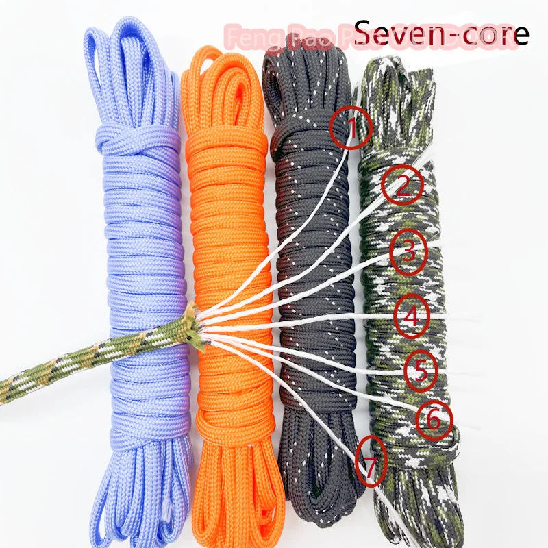 5 Meters Dia.4mm 7 Stand Cores Parachute Cord Lanyard Outdoor Camping Rope Climbing Hiking Survival Equipment Tent Accessories 2