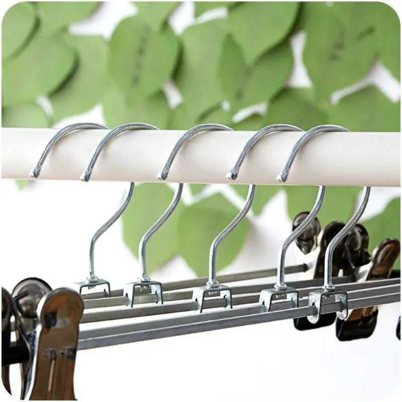 10Pcs/Set Drying Racks Stainless Steel Pants Holder Clothing Wardrobe Hangers Clip Trousers Clamp Hanger Holders Container | Дом и сад