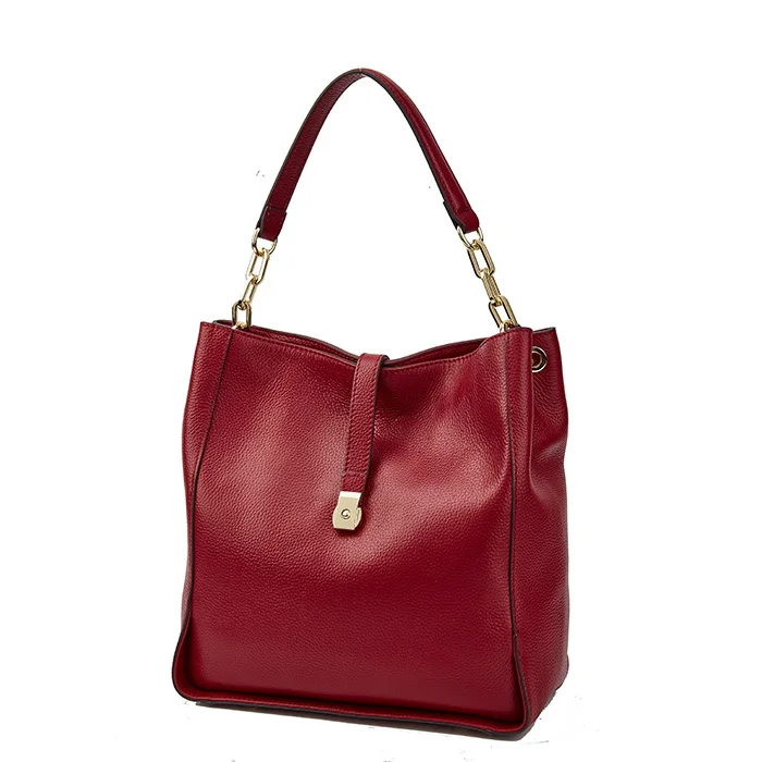 Бренд Qiwang, натуральная кожа, женская черная сумка Хобо, женская дизайнерская кожаная сумка, настоящая кожаная сумка-мешок, кошелек на цепочке, Amazon, распродажа - Цвет: Burgundy 8888